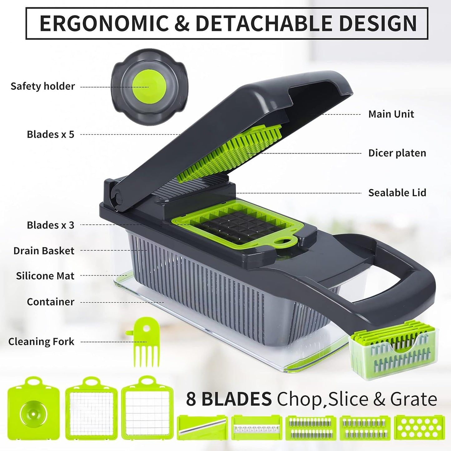 Multifunctional 12 in 1 Nicer Dicer Vegetable Cutter Veggie Chopper