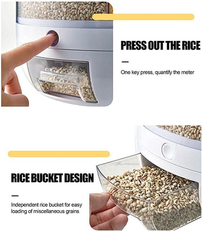 6-Grid Rotating Rice Grain Container 10 Kg