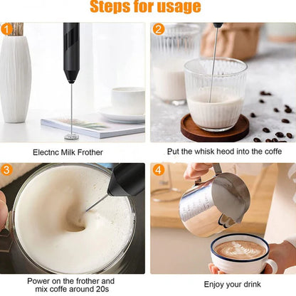 2 in 1 USB Charging Egg Beater Coffee Beater Handheld 3-Speed Adjustable Blender